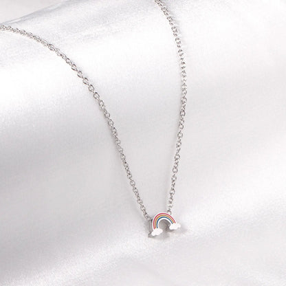 Rainbow Candy Pendant Necklace Women Stainless Steel Jewelry Wholesale Shell Fashion Pendant For Christmas Gifts asonjewelry