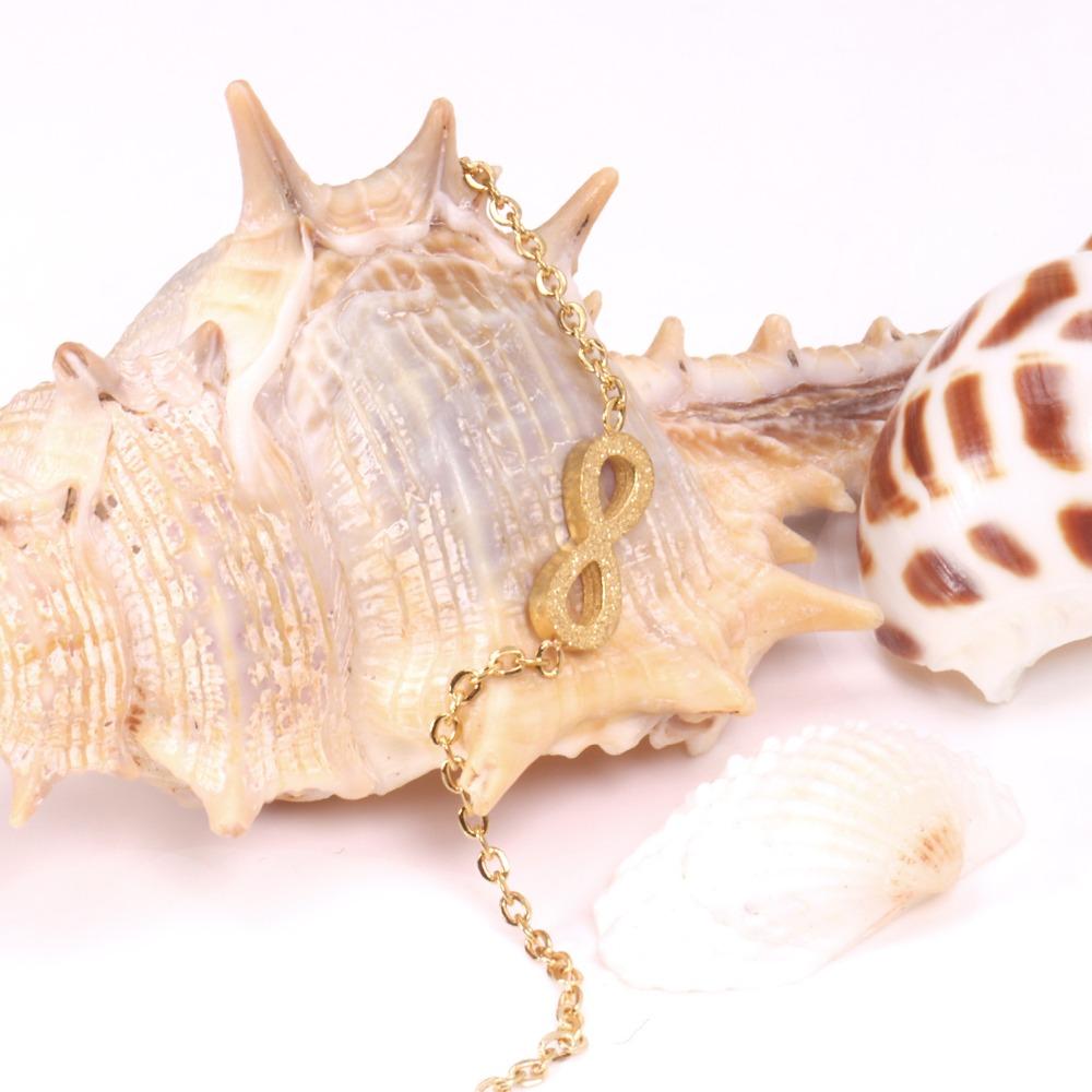 ASON Frosted Lucky Eight Number Shape Loop Link Chain Bracelets Gold Color Stainless Steel for Women Jewelry Extender asonjewelry