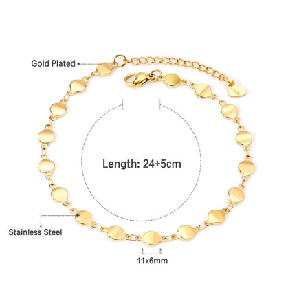 ASON Trendy Round Charm Anklet 316L Stainless Steel Foot Chain with Extender 24+5cm for Women Beach Jewelry Party Gift asonjewelry