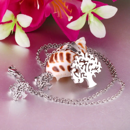 Women Christmas Tree Necklace Earrings Set Fashion Jewelry Gold/Steel Color Wedding/Engagement Jewelry Sets Gift asonjewelry