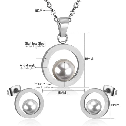 Fashion Bridal Wedding Dubai Jewelry Set Circle Fake-Pearl Necklace Earring Jewellery Sets For Women Girls asonjewelry