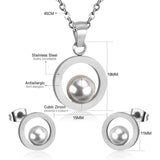 Fashion Bridal Wedding Dubai Jewelry Set Circle Fake-Pearl Necklace Earring Jewellery Sets For Women Girls