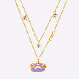 New Arrival Vegetable Food Cartoon Double Chain Pendant Necklace For Girls Fashion Chain Jewellry Necklace choker