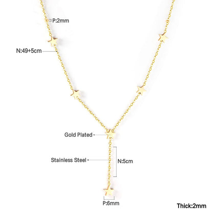 ASON Lovely Star Pendant Necklace Stainless Steel Gold Color Accessories Fashion Choker for Women Party Gift Jewelry asonjewelry