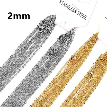 2MM Necklaces For Pendants Bulk Sale 2mm Rolo Cuban Link Chains Necklace Accessories Colliler Stainless  Chains Jewelry asonjewelry