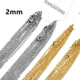 Collares de 2MM para colgantes, venta a granel, cadenas de Eslabón cubano Rolo de 2mm, accesorios para collares, joyería de cadenas de acero inoxidable 