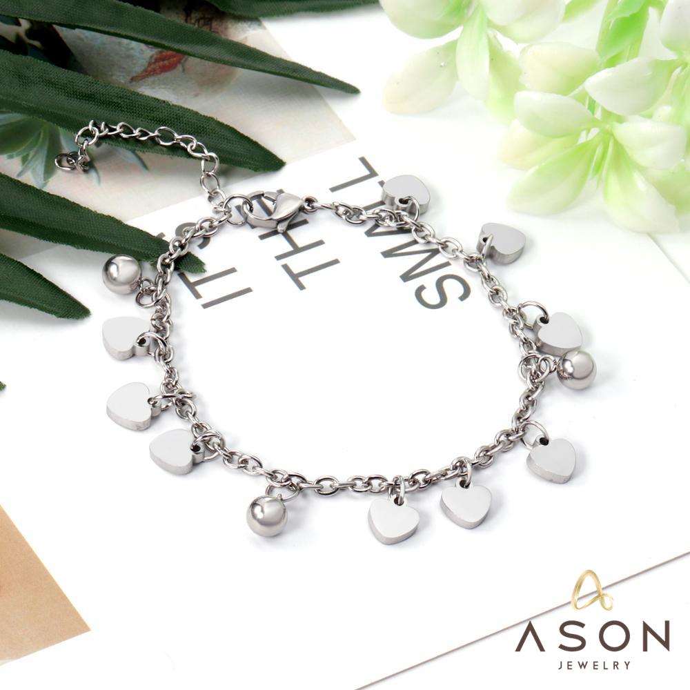 ASON Adjustable Heart Bracelet with Steel Ball Charm Stainless Steel Silver Color Bangle for Women Fashion Jewelry Party asonjewelry