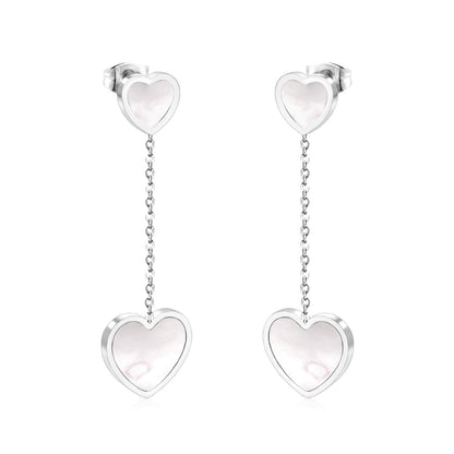 ASON Korean Style Statement Drop Earrings Shell Heart Dangle Earring Stainless Steel Jewelry for Women Femme Party Gift asonjewelry