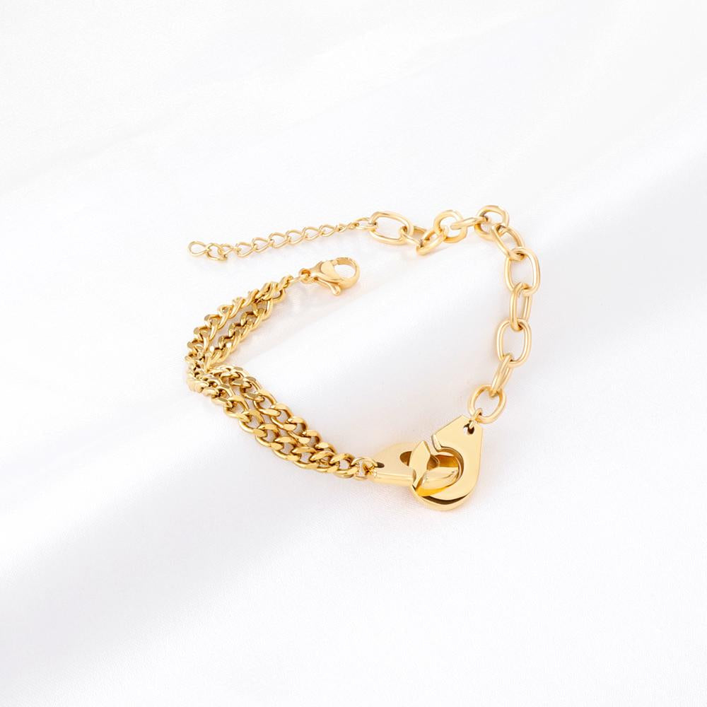 ASON Gold Color Stainless Steel 17+3 cm Cuff Shape Bracelets For Women Layer Chains Daily Wear Jewelry Accessory Patry Gift asonjewelry