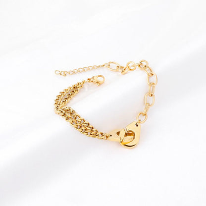 ASON Gold Color Stainless Steel 17+3 cm Cuff Shape Bracelets For Women Layer Chains Daily Wear Jewelry Accessory Patry Gift asonjewelry