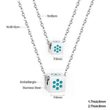 Men And Women Double Chain Necklace Stainless Steel Gold Silver Color Fashion Block Pendant Necklace Accessories