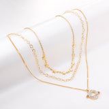 Planet Design With Shiny AAA Zirconia Triple Three Layer Pendant Necklace With Stars Collier Mix Trendy Jewelry 90S