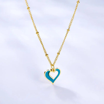 Korean Fashion Heart Shape Pendant Chain Necklaces For Women Elegant Party Jewelry Girls Gold Color Choker collares asonjewelry