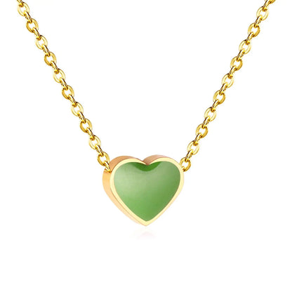 2022 Pink Heart Babygirl Choker Green Necklace Stainless Steel Chain Pendants Necklaces For Women Summer Jewelry asonjewelry