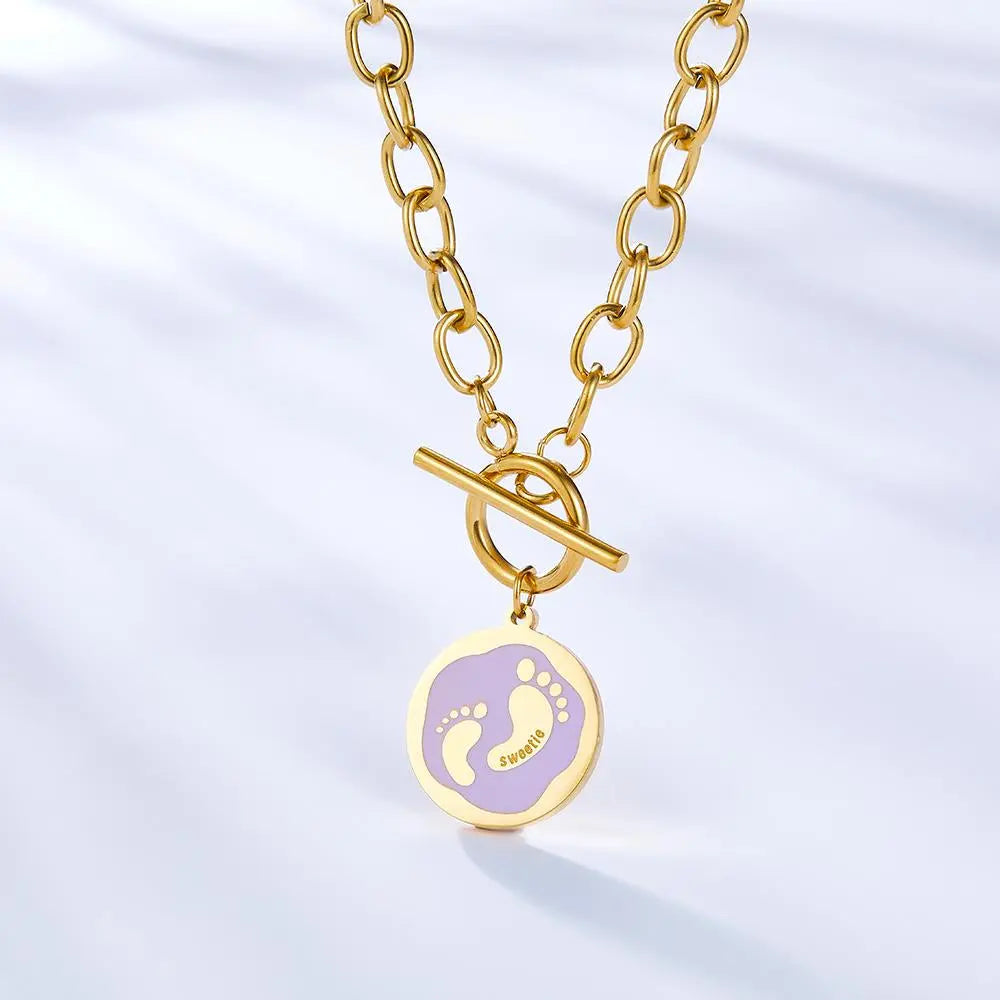 Purple Collier Blue Pattern Jewelry Link Chain Necklace For Woman Designer Charms 2022 New Aesthetic Girls Colliers asonjewelry