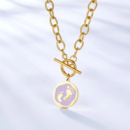 Purple Collier Blue Pattern Jewelry Link Chain Necklace For Woman Designer Charms 2022 New Aesthetic Girls Colliers asonjewelry