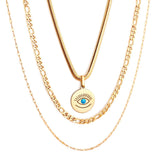 Triple Pendant Necklace For Office Lady Asethetic Collares Blue Evil Eyes Woman Multilayer Collier Boho Fashion New