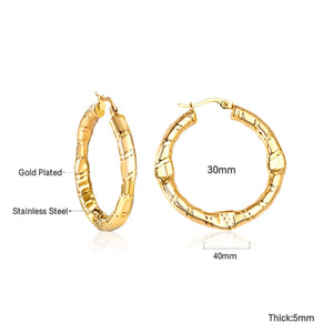 ASON-pendientes de aro Vintage para mujer, aretes de acero inoxidable 316L de Color dorado, ropa diaria, regalo de fiesta, joyería de moda al por mayor 