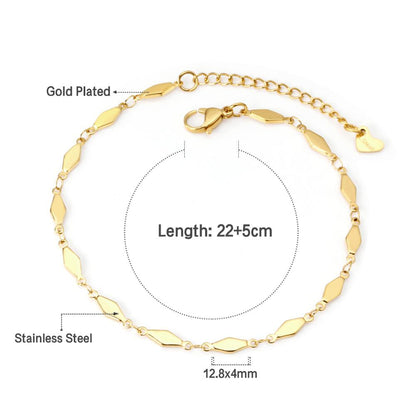 ASON Geometric Anklet Charm Foot Chain with 22+5cm Extender Gold Color Stainless Steel Fashion Jewelry Gift Accessories asonjewelry