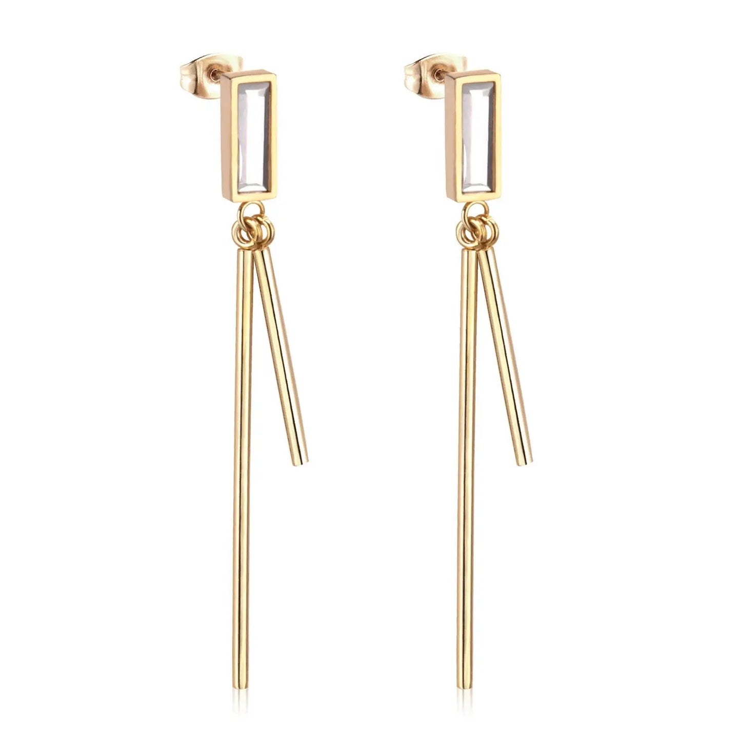 Long Drop Earring For Women Square Gold Color Stainless Steel Christmas Dnagle Earrings Fashion Jewelry pendientes asonjewelry