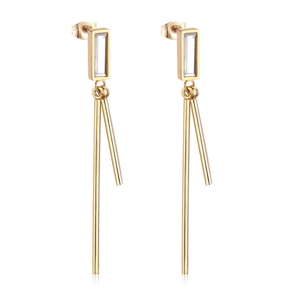 Long Drop Earring For Women Square Gold Color Stainless Steel Christmas Dnagle Earrings Fashion Jewelry pendientes asonjewelry
