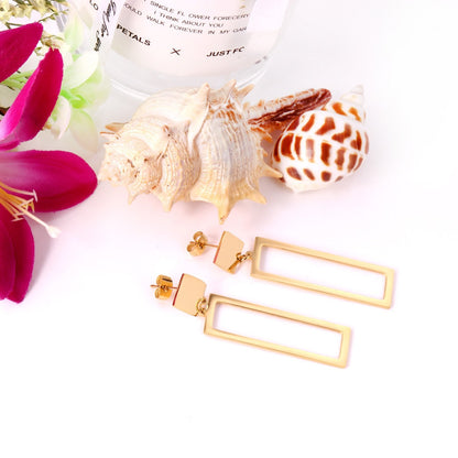 ASON Drop Earrings Jewelry Geometric Rectangle Long Dangle Stainless Steel Earring for Women Girls Party Fashion Gift asonjewelry