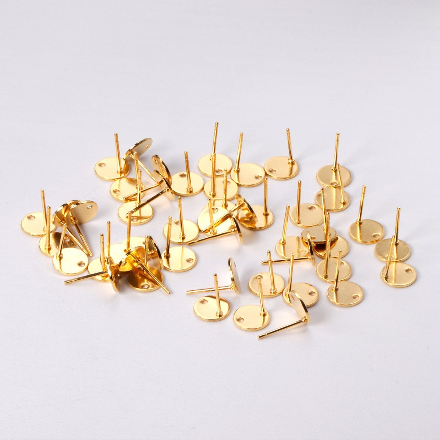 ASON 100 Pcs/Lots Small Ear Studs Round Shape With Holes Stainless Steel Base Setting Connector For DIY Jewelry Making Supplies asonjewelry