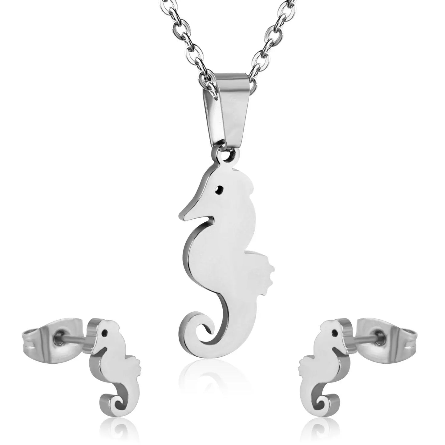 Hippocampus Animal Office Korean Necklaces Earrings Jewelry Sets For Woman Indian Jewellry Set collares para mujer asonjewelry