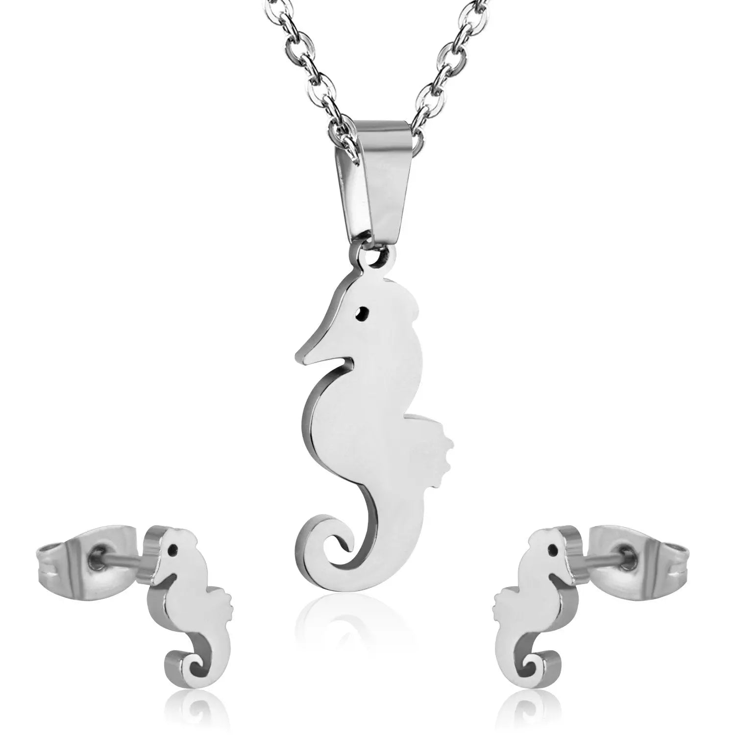 Hippocampus Animal Office Korean Necklaces Earrings Jewelry Sets For Woman Indian Jewellry Set collares para mujer asonjewelry