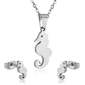 Hippocampe Animal bureau coréen colliers boucles d'oreilles ensembles de bijoux pour femme indien ensemble de bijoux colliers para mujer 