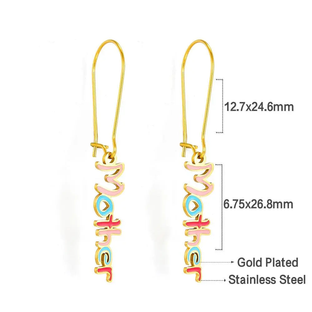 Mother Matching Letter Pendients Earrings For Woman Love Mama Dangle Earrings 2022 New Colorful Design Heart Drops asonjewelry