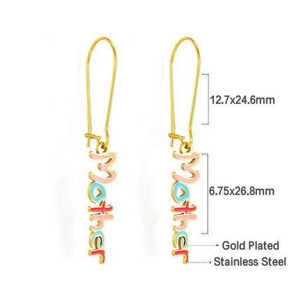 Mother Matching Letter Pendients Earrings For Woman Love Mama Dangle Earrings 2022 New Colorful Design Heart Drops asonjewelry