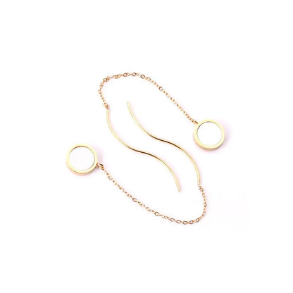 Stainless Steel Korean Dangle Earring with Round Shell Dangle Earrings for Girl Women Fashion Jewelry Brinco asonjewelry