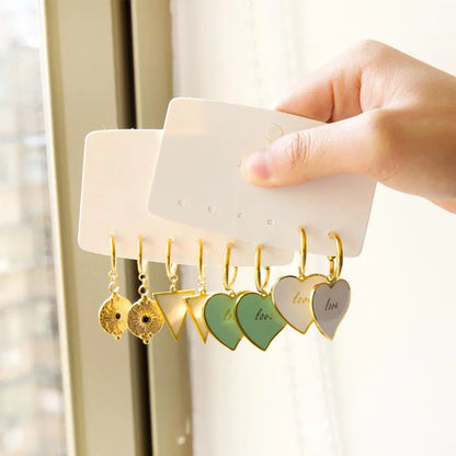 New Design 2022 Exquisite Heart Shape Dangle Earrings Hoop Drop Earrings Green Acrylic Vintage pendientes For Women asonjewelry