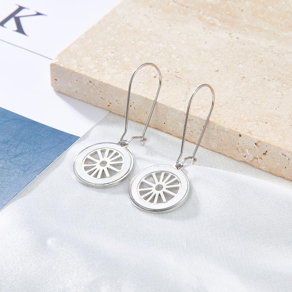 ASON Wheel Shape Drop Earrings With White Shell Gold Color Stainless Steel Piercing Earrings For Women Trendy Office Party asonjewelry