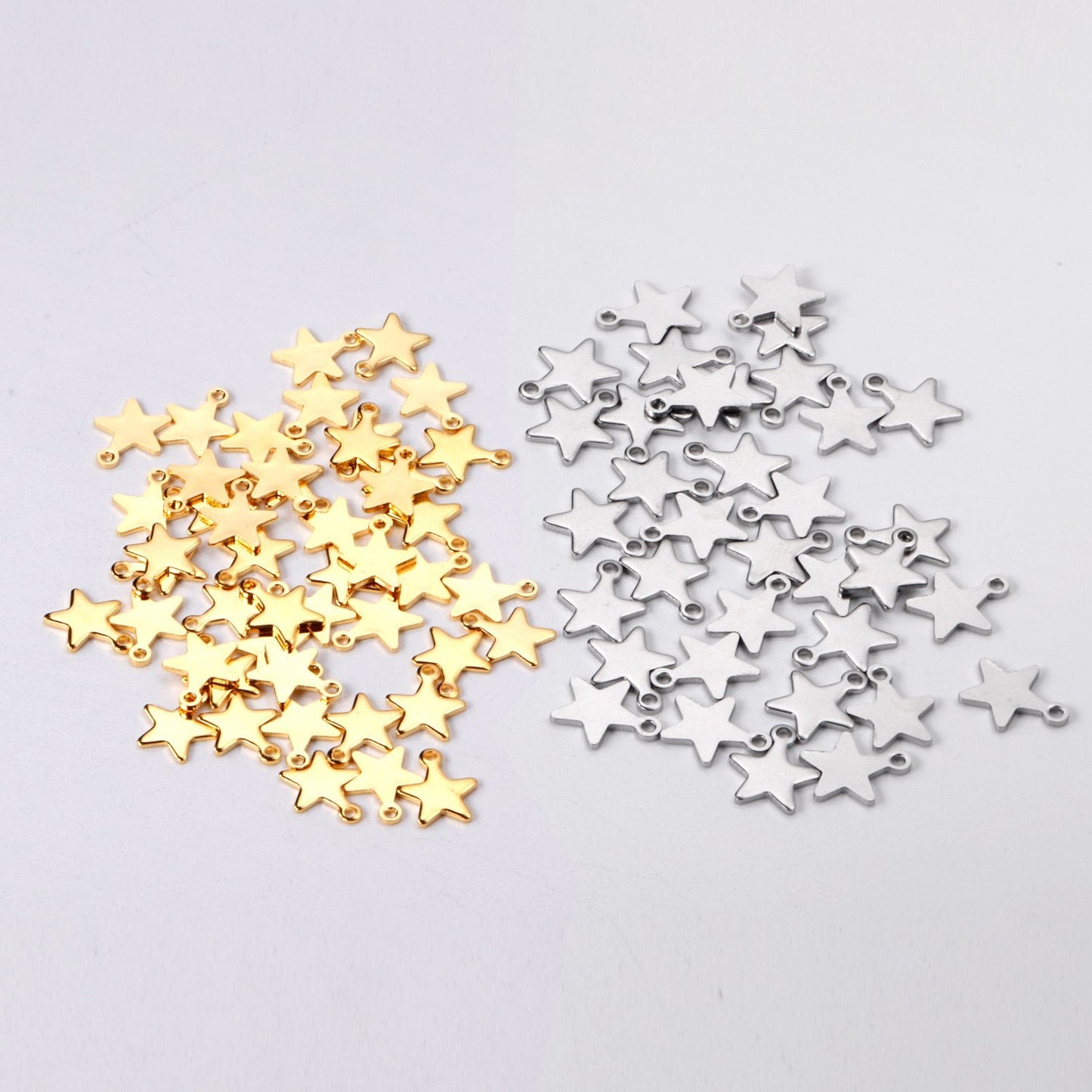 ASON 100 Pcs/Lot Star Charms 316L Stainless Steel Stars Pendant Gold Silver Color With Holes For DIY Jewelry Making Supplies asonjewelry