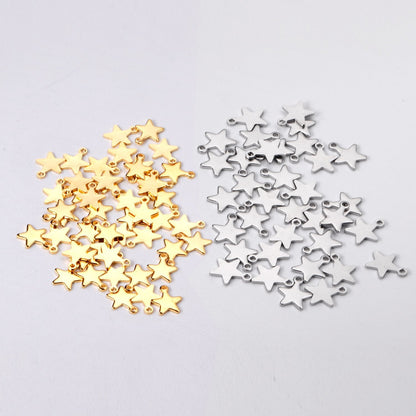 ASON 100 Pcs/Lot Star Charms 316L Stainless Steel Stars Pendant Gold Silver Color With Holes For DIY Jewelry Making Supplies asonjewelry