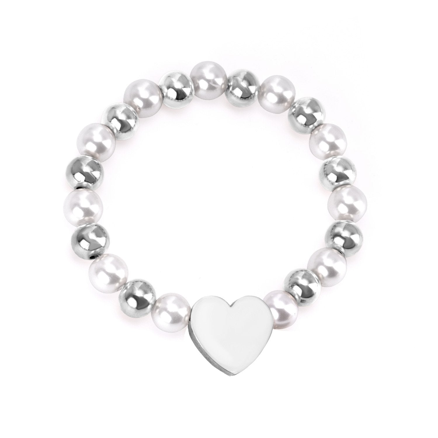 ASON Heart Shape Pendant 8mm Ball Beaded With Imitation Pearl Chain Bracelets Gold Color Stainless Steel For Women Jewelry asonjewelry