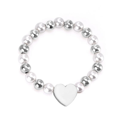 ASON Heart Shape Pendant 8mm Ball Beaded With Imitation Pearl Chain Bracelets Gold Color Stainless Steel For Women Jewelry asonjewelry