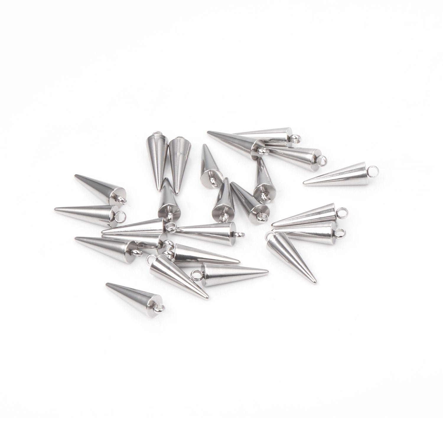 ASON 50pcs/lot Circular Cone Charms Small Cone Pendant Stainless Steel Geometric Accessories For DIY Jewelry Making Handmade asonjewelry