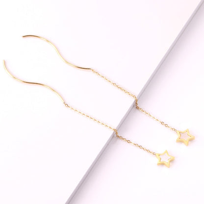 ASON Korean Style Star Shell Drop Earrings Dangle Chain Earring Stainless Steel Jewelry for Women Femme Party Gift asonjewelry