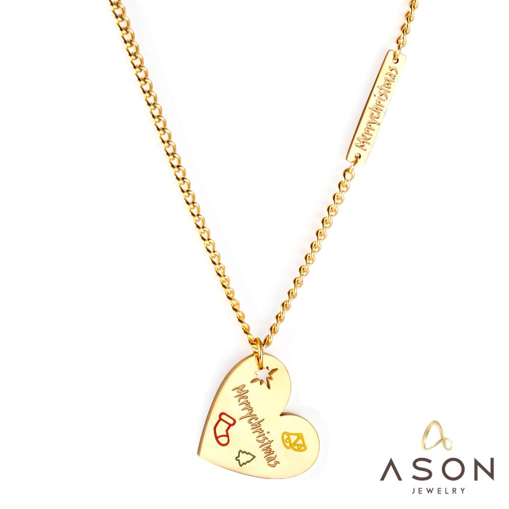 ASON Trendy Gold Color Heart Pendant Necklace 316L Stainless Steel Choker for Women Christmas Gift Jewelry Accessory asonjewelry
