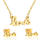 Lover's Stainless Steel Gold Jewelry Sets Letter Wedding Necklaces Earring Dubai Jewellery Set For Women Girls