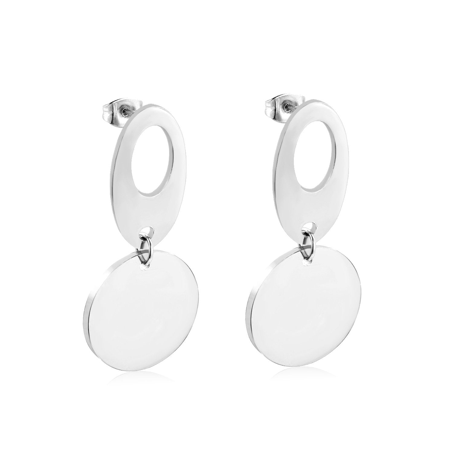 ASON Classic Gold Color Round Pendant Drop Earring Stainless Steel Dangle Earring for Women Gift Accessories Jewelry asonjewelry