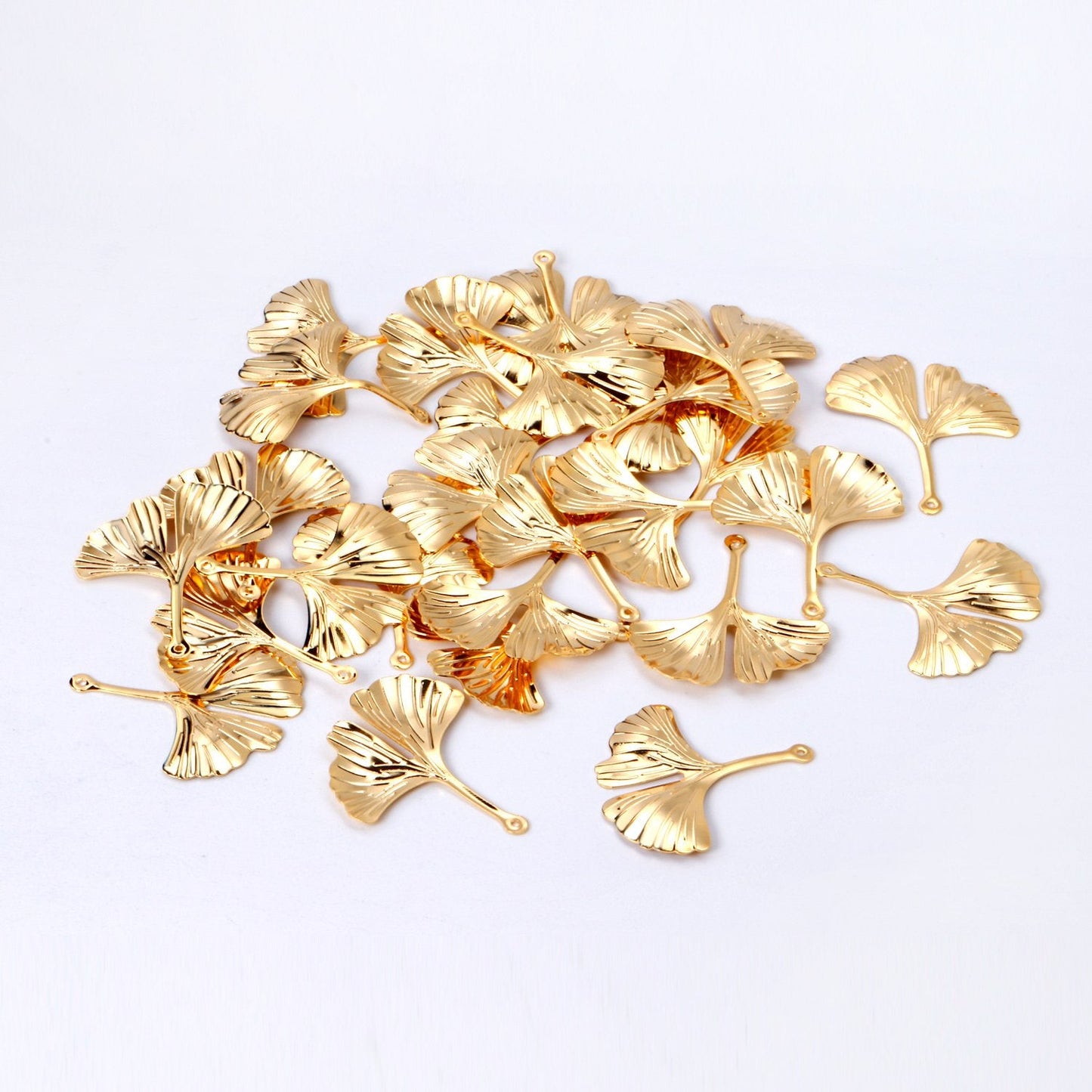 ASON 100 Pcs/Lots Ginkgo Biloba Charms Leaf Pendant Gold 316L Stainless Steel For Necklace DRY Handmade Jewelry Making Supplies asonjewelry