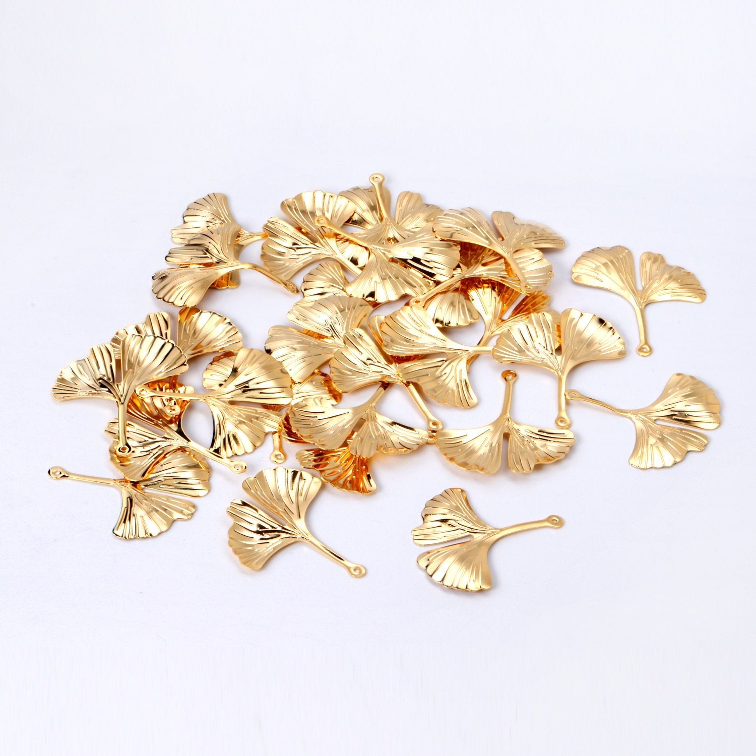 ASON 100 Pcs/Lots Ginkgo Biloba Charms Leaf Pendant Gold 316L Stainless Steel For Necklace DRY Handmade Jewelry Making Supplies asonjewelry