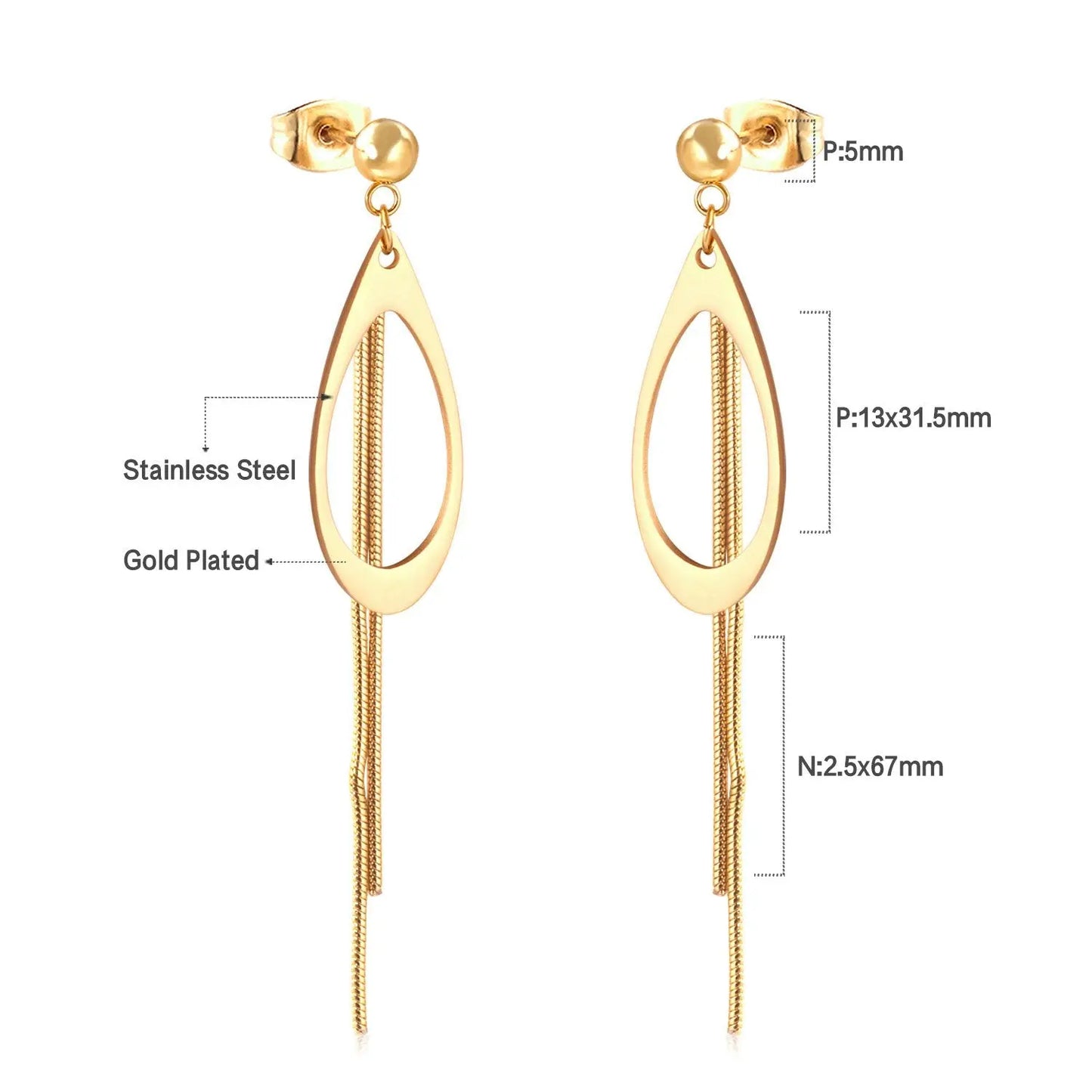 korean style Jewellery 2020 Water Drop Stainless Steel Jewelry Earring Set For Women aretes de mujer Brincos asonjewelry