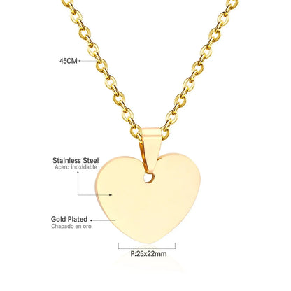 Gothic Fashion Gold Heart Pendant Necklace For Men Women Jewelry Stainless Steel Chain Necklaces Collares Collier asonjewelry