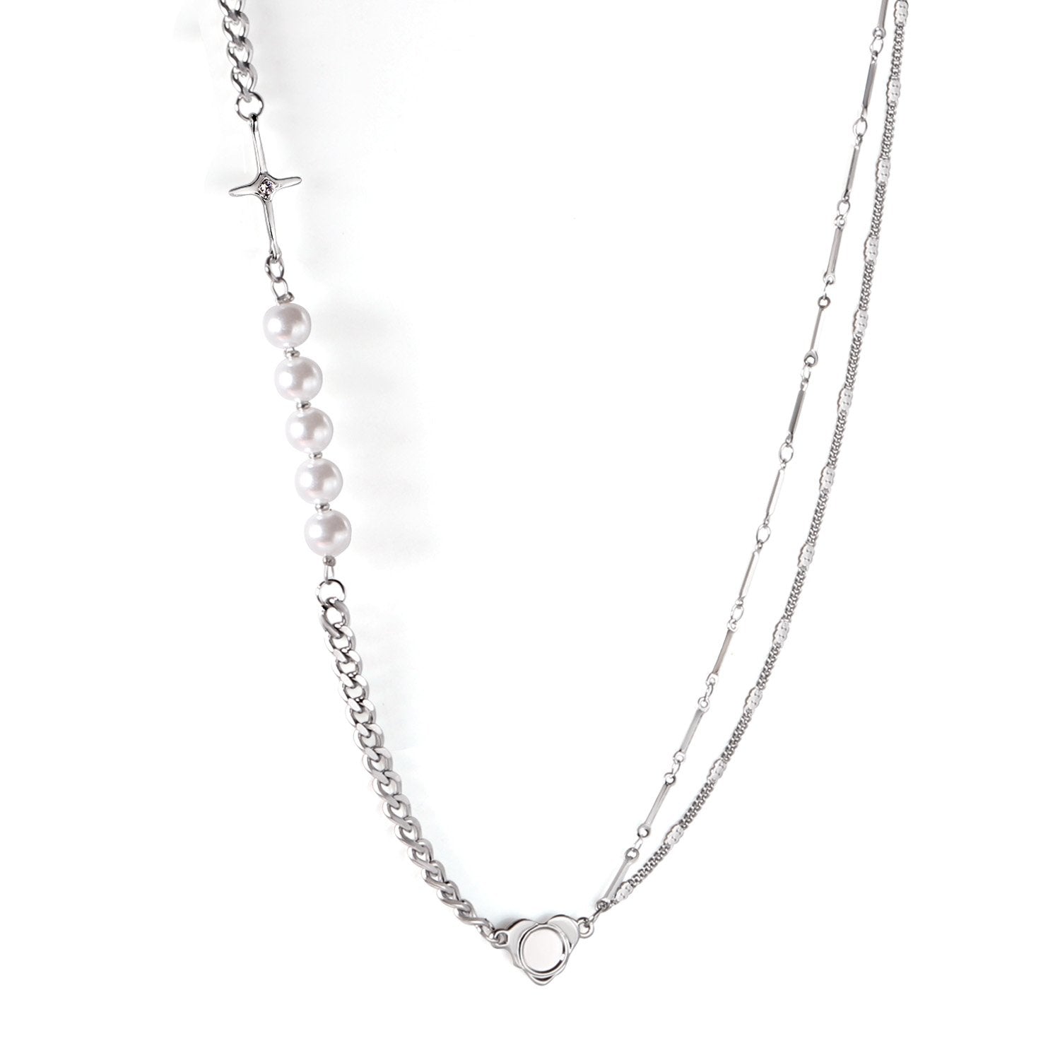 ASON Vintage Baroque Irregular Pearl Pendant Chain Necklace Stainless Steel Geometric Fashion Jewelry for Women Party Gift asonjewelry