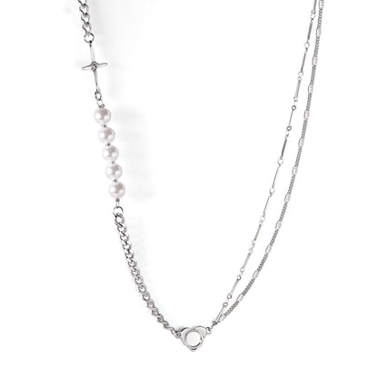 ASON Vintage Baroque Irregular Pearl Pendant Chain Necklace Stainless Steel Geometric Fashion Jewelry for Women Party Gift asonjewelry